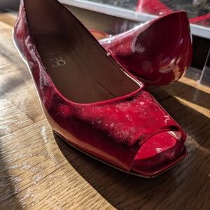Chic Red Patent Leather Peep-Toe Heels